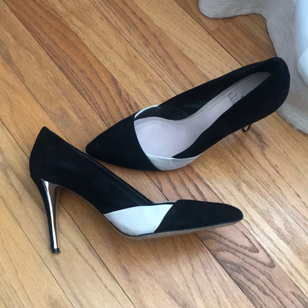 Vince camuto shoes cream leather & black suede